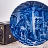 Sammelteller Berlin Design - Serie: Historica - Johann Gutenberg in Mainz um 1455 - blaues Porzellan  - Made in Germany - 9D1 - TOP Zustand