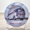 3er Set Blech Aschenbecher, vermutlich 1970er Jahre, 50er Jahre US Werbung (Ford, Genral Motors, Greyhound Bus)  - 9C3