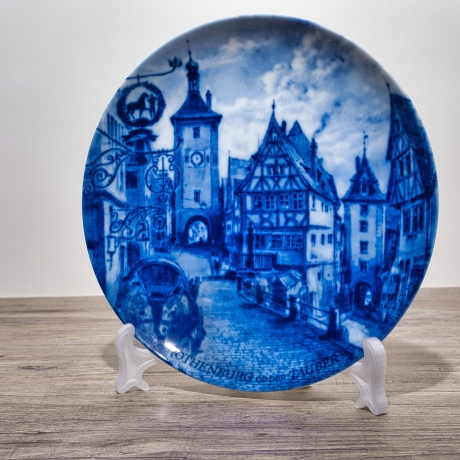 Sammelteller, Städteteller: Rothenburg ob der Tauber - Berlin Design - blaues Porzellan  - Made in Germany - mit Karton - 8C2 - TOP Zustand