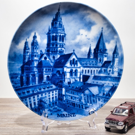 Sammelteller, Städteteller: Mainz - Berlin Design - blaues Porzellan  - Made in Germany - mit Karton - 8B2 - TOP Zustand