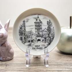 Untersetzer der unbekannten Marke DP Porzella Bavaria -  Städteteller: Lübeck - Das Burgtor  - Made in West Germany - Zustand TOP - 9B1