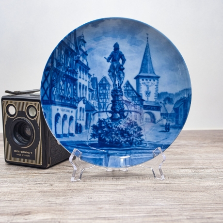 Sammelteller Berlin Design - Städteteller Gengenbach, Stadt der Türme im Kinzigtal - blaues Porzellan - Made in Germany - 9D2 - TOP Zustand