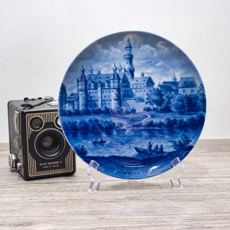 Sammelteller Berlin Design - Städteteller Offenbach - 1000 Jahre 977 - 1977 - blaues Porzellan - Made in Germany - 9D2 - TOP Zustand
