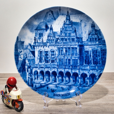 Sammelteller, Städteteller: Bremen - Berlin Design - blaues Porzellan  - Made in Germany - mit Karton - 8C1 - TOP Zustand
