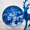 Weihnachtsteller - 1984: Heiligabend in Ramsau - Berlin Design - blaues Porzellan - begrenzte Auflage - Made in West Germany (8C3)