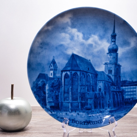 Sammelteller, Städteteller: Dortmund - Berlin Design - blaues Porzellan  - Made in Germany - 9E2 - TOP Zustand