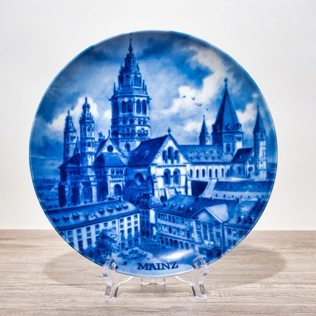 Sammelteller, Städteteller: Mainz - Berlin Design - blaues Porzellan  - Made in Germany - mit Karton - 8B2 - TOP Zustand