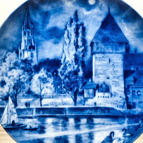 Sammelteller, Städteteller: Konstanz - Berlin Design - blaues Porzellan  - Made in Germany - mit Karton - 8D1 - TOP Zustand