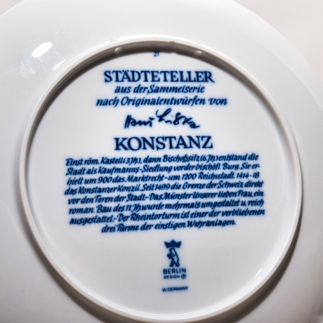 Sammelteller, Städteteller: Konstanz - Berlin Design - blaues Porzellan  - Made in Germany - mit Karton - 8D1 - TOP Zustand