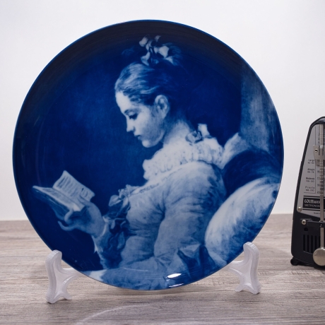 Sammelteller Berlin Design - Serie: Fragonard - Mädchen beim Lesen  - blaues Porzellan - Auflage 5.000 - Made in Germany - 9E1 - TOP Zustand