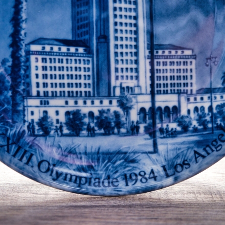 Sammelteller Berlin Design - Olympischen Spiele 1984 in Los Angeles - blaues Porzellan - Made in Germany - 9D1 - TOP Zustand