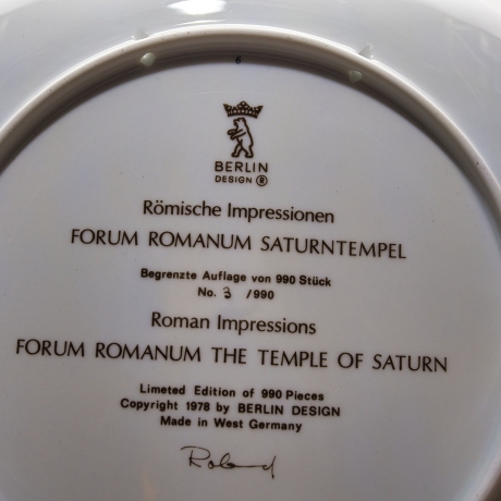Sammelteller Berlin Design - Römische Impressionen - Forum Romanum Saturntempel - Made in Germany - 9E1 - TOP Zustand