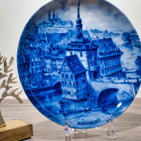 Sammelteller, Städteteller: Bamberg - Berlin Design - blaues Porzellan  - Made in Germany - mit Karton - 8D1 - TOP Zustand