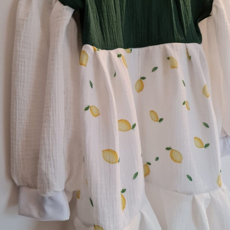 Visuell Design - Musselin Stufenkleid Kleid Maxikleid - Zitrone Citrone Sommer Kinder