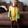 Visuell Design - Leinen Abenteuer Shirt für Kinder, Kleinkinder Leinenkleidung Patchwork Kniepatch Bunt - Kindergartentauglich