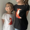 Visuell Design - Tshirt handmade mit Bügelbild Fuchs - Kinder weiß schwarz