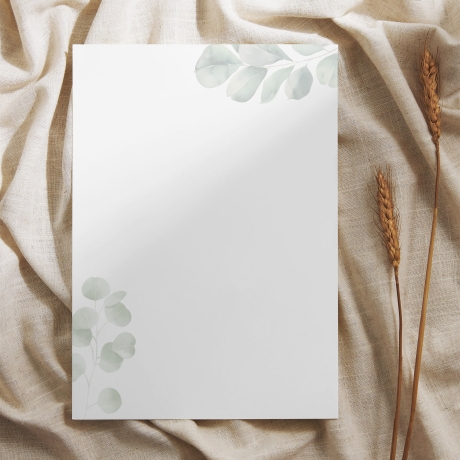 Briefpapier Set + passende Umschläge im Eukalyptus Look, DIN A4