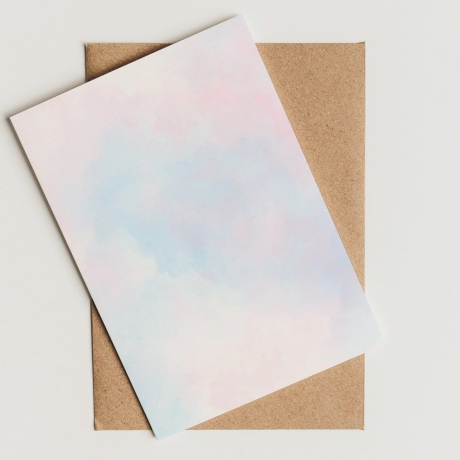 Briefpapier Set + passende Umschläge mit Aquarellwolken, DIN A4
