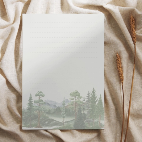 Briefpapier Set + passende Umschläge im Wald & Berge Look. DIN A4