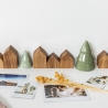 Giebelhäuser aus Eichenholz, 4 Stk., Deko, Geschenk, Geburtstag