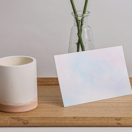 Briefpapier Set + passende Umschläge mit Aquarellwolken, DIN A4