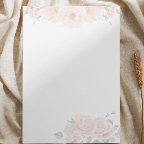 Briefpapier Set + passende Umschläge mit Rosen Look. DIN A4
