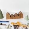 Giebelhäuser aus Eichenholz, 4 Stk., Deko, Geschenk, Geburtstag