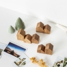 Giebelhäuser aus Eichenholz, 4 Stk., Deko, Geschenk, Geburtstag