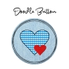 Stickdatei Doodle Button Herz, Aufnäher, Kind, Applikation
