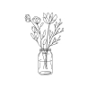Stickdatei Blumenglas Nr. 1 vier Größen, Wildblumen, Vase, Glas