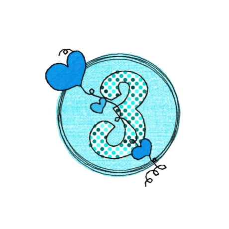 Stickdatei Geburtstags-Zahlen 1 bis 9 - Doodle Button Herz