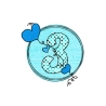Stickdatei Geburtstags-Zahlen 1 bis 9 - Doodle Button Herz