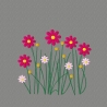 Stickdatei Blümchen vier Größen, Blume, Wiese, Blüte, Gras