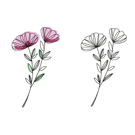 Stickdatei Blume in drei Größen, Redwork, Frühling, Sommer