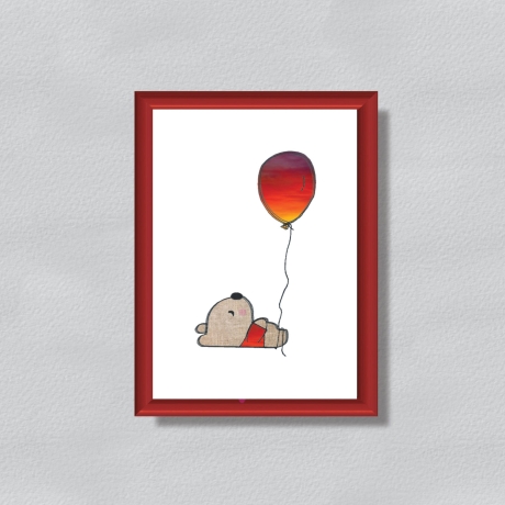Stickdatei Bär Ballon, Doodle, Applikation, Teddy, Luftballon