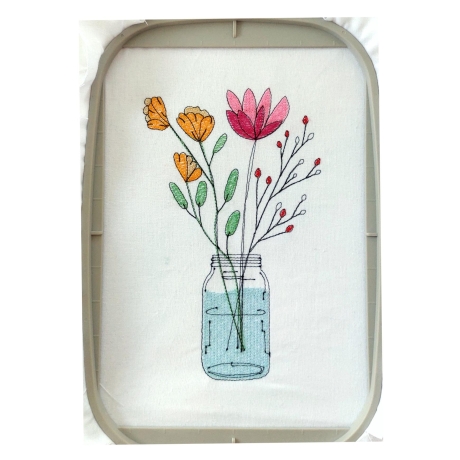 Stickdatei Blumenglas Nr. 1 vier Größen, Wildblumen, Vase, Glas