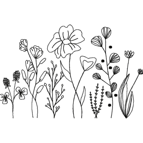 Stickdatei Blumenwiese Nr. 1 in vier Größen, Sommer, Frühling