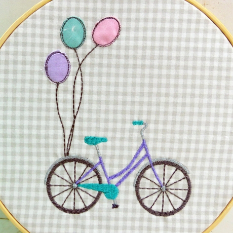 Stickdatei Fahrrad mit Ballon und solo, Doodle