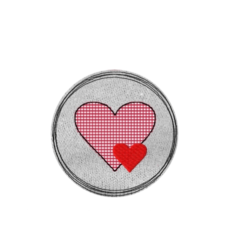 Stickdatei Doodle Button Herz, Aufnäher, Kind, Applikation