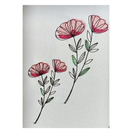 Stickdatei Blume in drei Größen, Redwork, Frühling, Sommer