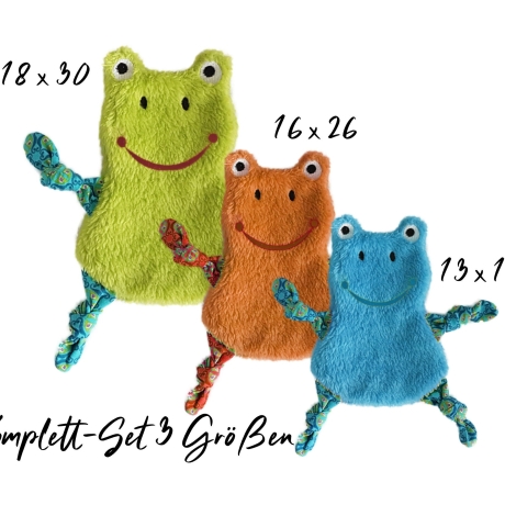Stickdatei Frosch Kuscheltuch ITH drei Größen, Baby, Schmusetuch