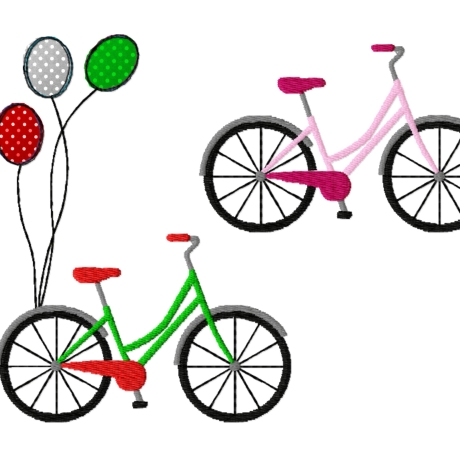 Stickdatei Fahrrad mit Ballon und solo, Doodle