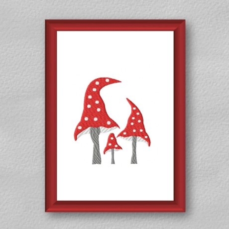 Stickdatei Pilz, Schriftzug Herbst, Fliegenpilz, Punkte