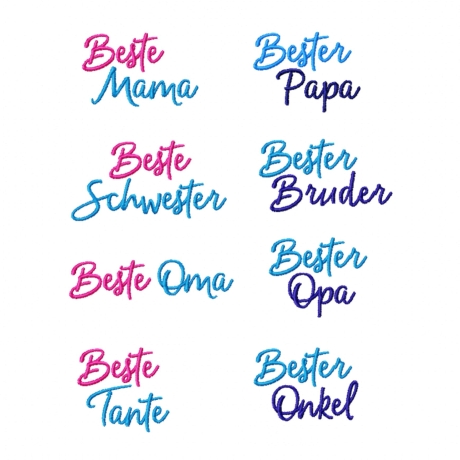 Stickdatei Schrift Familie, Rahmen ab 10 cm x 10 cm, Schriftzug