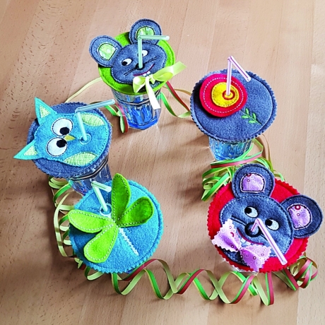 Stickdatei Aufsetzer, Glasaufsetzer, Party, Kinder, feiern