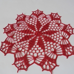  Häkeldeckchen aus rotem Baumwolle-handgehäkelt-Handarbeit