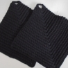  Topflappen  2er Set aus schwarzem Baumwollbändchengarn