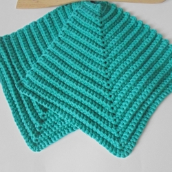 2er Set  Topflappen in türkisem Baumwollgarn handgefertigt -