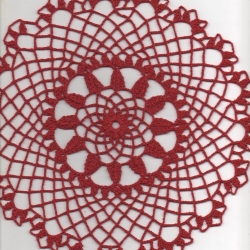  Häkeldeckchen aus rotem Baumwollgarn-handgehäkelt--Handarbeit