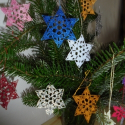 Häkelsterne-Weihnachtssterne-7er Set Sterne/Schneesterne in silber